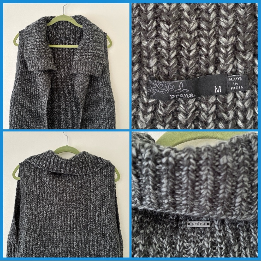 Prana Thalia wool blend black dark gray grey duster sweater - Picture 10 of 16